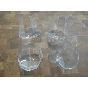 Terbery Glassware Geometric Unique Stemless Whiskey Wine 4 Pack NIB